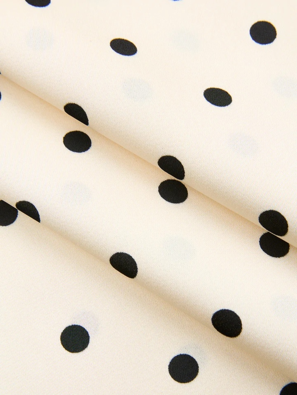 Commense Cream & Black Polka Dot Maxi Skirt Set with Tie-Front Top - Picture 6 of 8